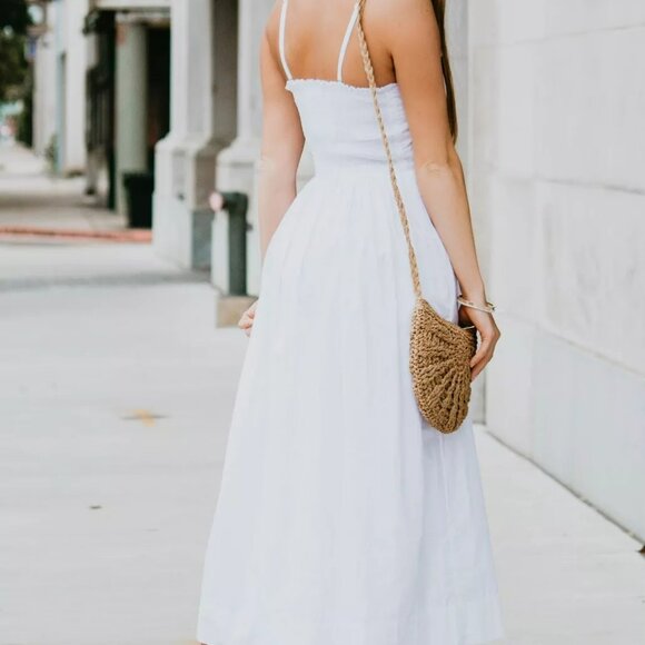 Free People Lilah White Midi Dress with Pockets Removable Straps Size XS - Picture 2 of 4